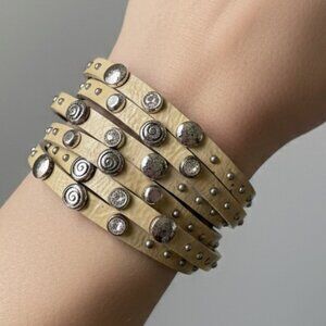 Brighton Leather Thea Cream Wrap Bracelet Retired